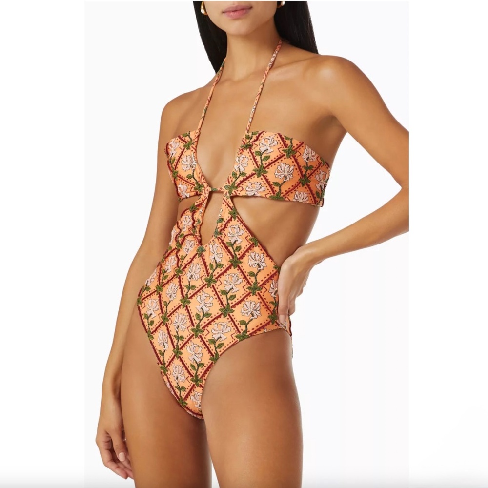 Agua by Agua Bendita Majorana Herbal Hand Embroidered Swimsuit US8/L